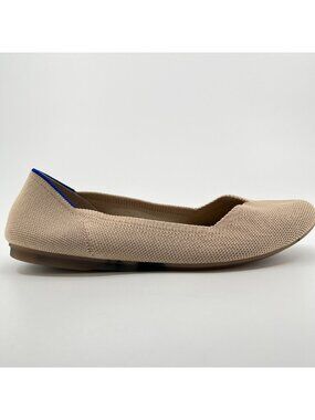 Rothy's The Flat Womens Size 7 Beige Blue Casual Classic Slip On Ballet Flats